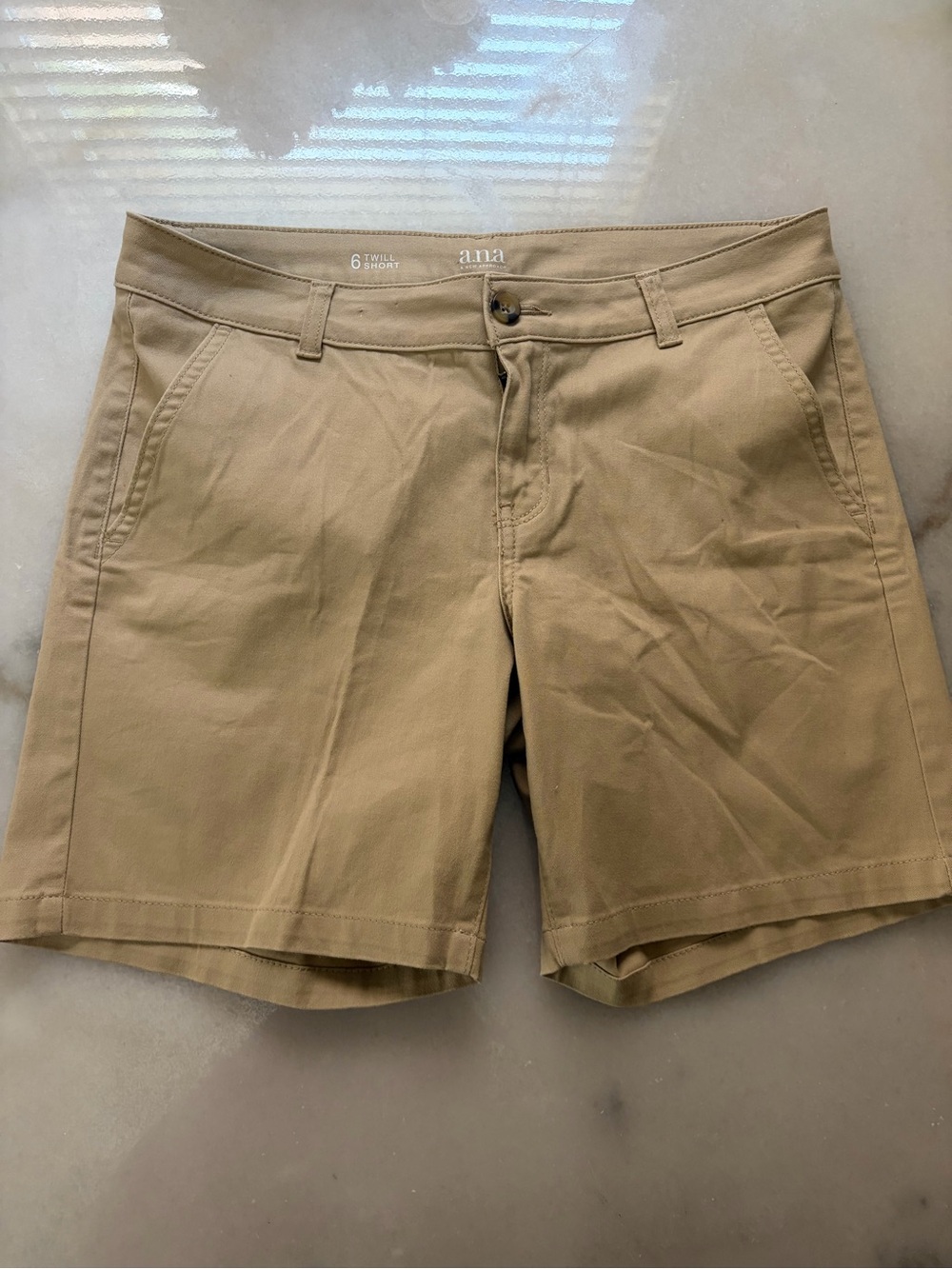 a.n.a Tan Khaki Twill Shorts - Classic Mid-Rise
